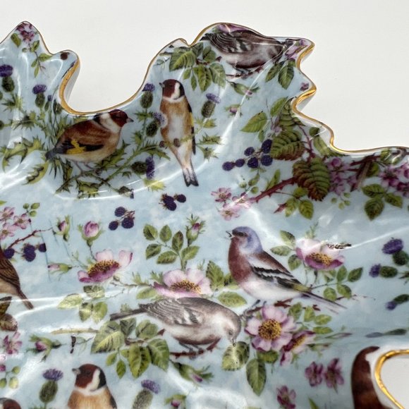 Mayfair Collection by Jay Leaf Shaped Trinket Dish w/ Bird Theme - 8.5" x 7" - Picture 2 of 9